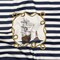 1 Yard Stretch Cotton Sateen Navy and Gold Stripes and Ropes Lighthouse Adventures Print St Tropez Collection